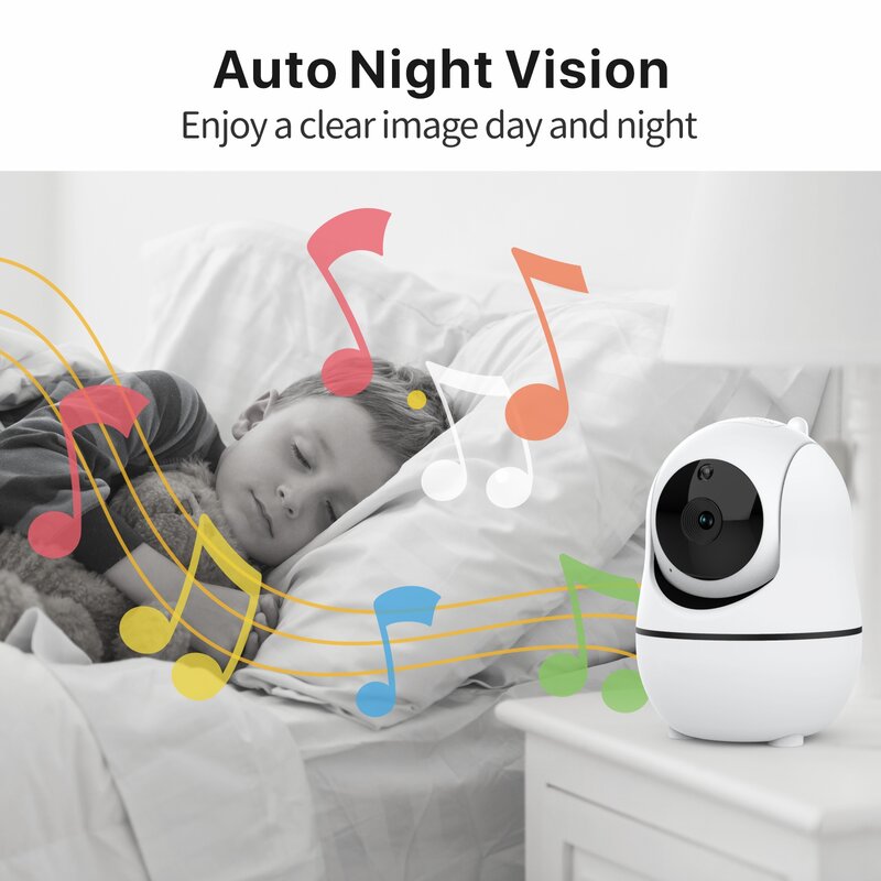 Babystar-Moniteur vidéo sans fil pour bébé, caméra de sécurité pour nounou, vision nocturne, température, sommeil, télécommande, audio bidirectionnel, 5.0 pouces