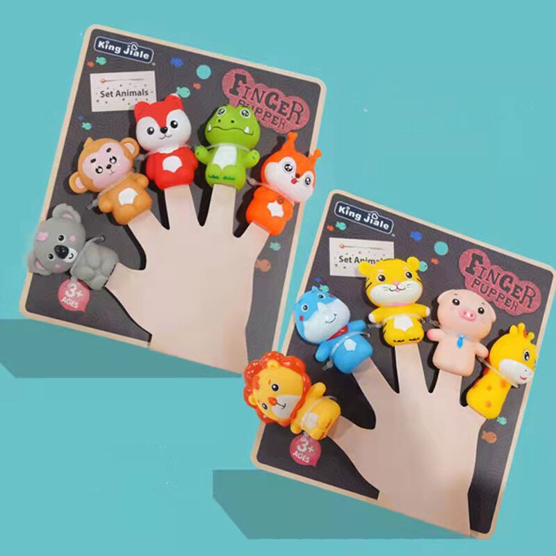 재미있는 어린이 손가락 손 역할 놀이 이야기 인형, 귀여운 부드러운 고무 동물 손가락 인형, 교육용 장난감, 어린이 생일 선물, 5 개