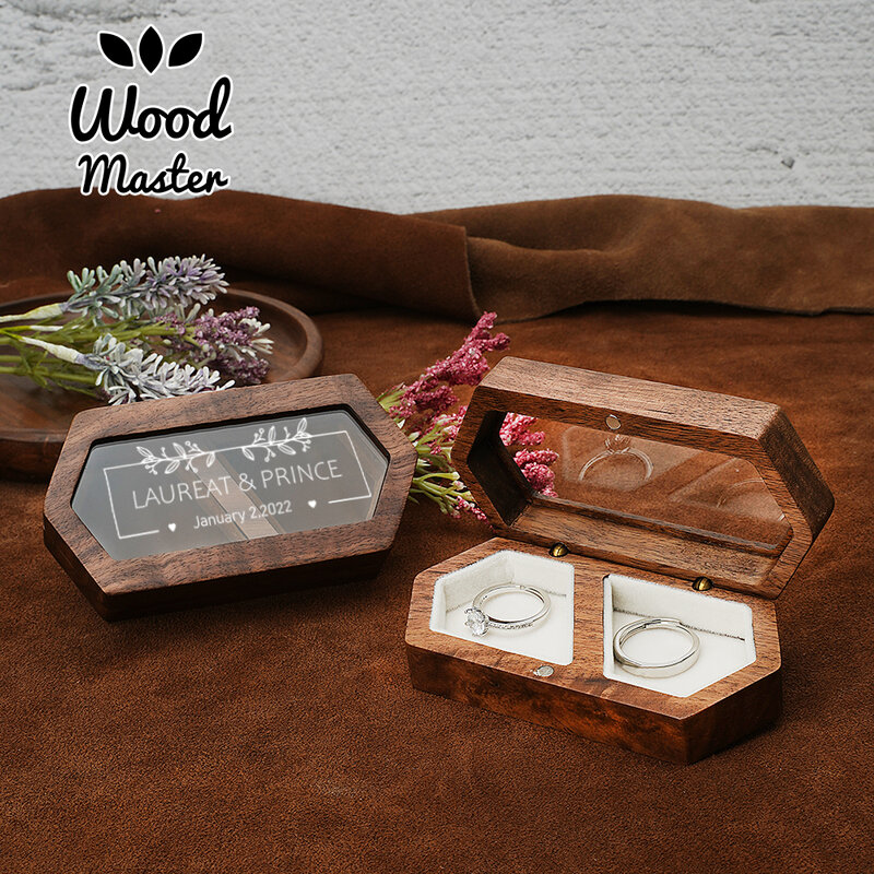 Anello scatola portagioie fidanzamento cerimonia nuziale anello personalizza proposta anello regalo di nozze rustico per ragazza legno di noce