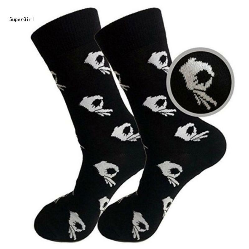 Unisex grappige nieuwigheid katoenen sokken OK gebaar print hip hop tube kousen J78E