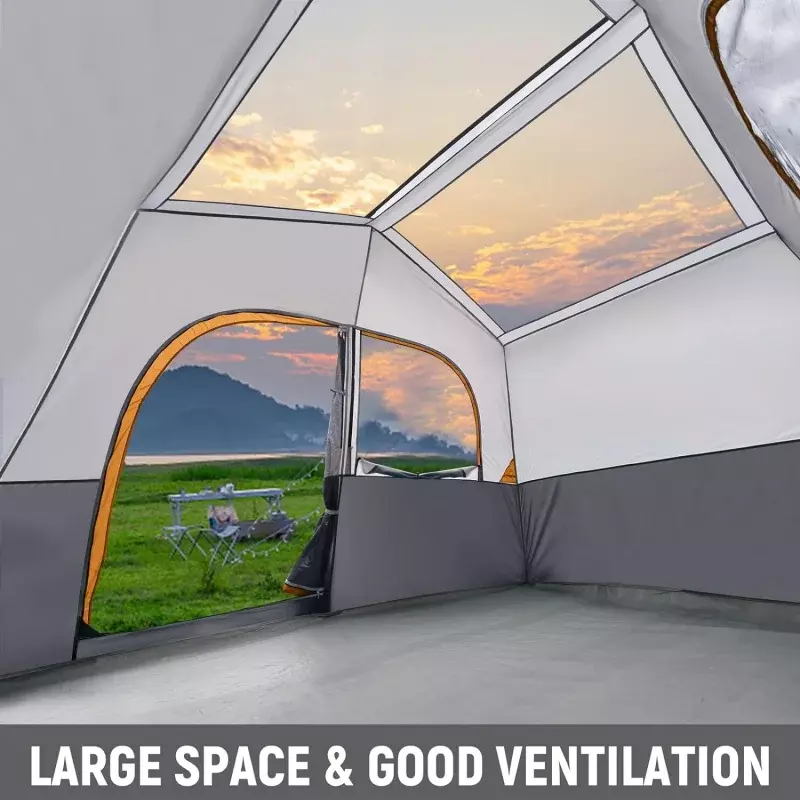 Палатка для кемпинга HIKERGARDEN на 6 человек, портативная семейная палатка для кемпинга, палатка с тканевой ветрозащитной кабиной для походов на открытом воздухе, B