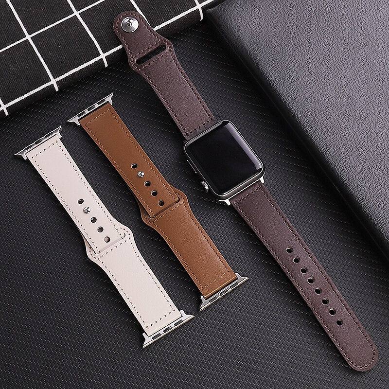 Business Real Leather Strap For Apple Watch Band 44mm 40mm 41mm 45mm 42mm 38mm 49mm Wrist Bracelet iWatch Series 8 se 7 6 5 4 3
