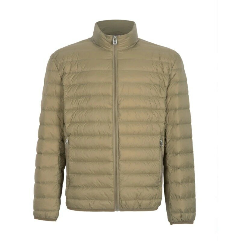 Jaqueta puffer impermeável para homens, casacos curtos, ultra leve, 90% pato branco para baixo, jogging, ciclismo, casaco quebra-vento