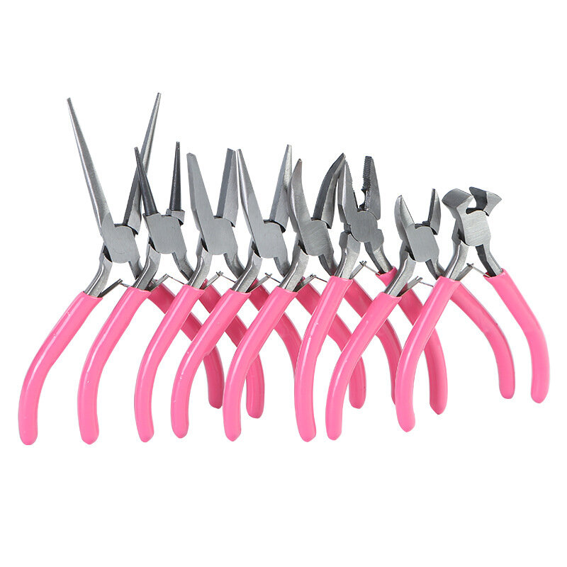 Cute Pink Color Handle Anti-Slip Splicing And Fixing Jewelry Pliers Tools & Equipment Kit For DIY Jewelery Accessory Design