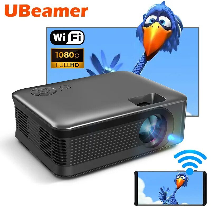 Ubeamer A30C 미니 프로젝터, 휴대용 3D 극장 와이파이 동기화, 안드로이드 IOS 스마트폰, 4K 1080P 무브 비디오 프로젝터, LED 스마트 시네마