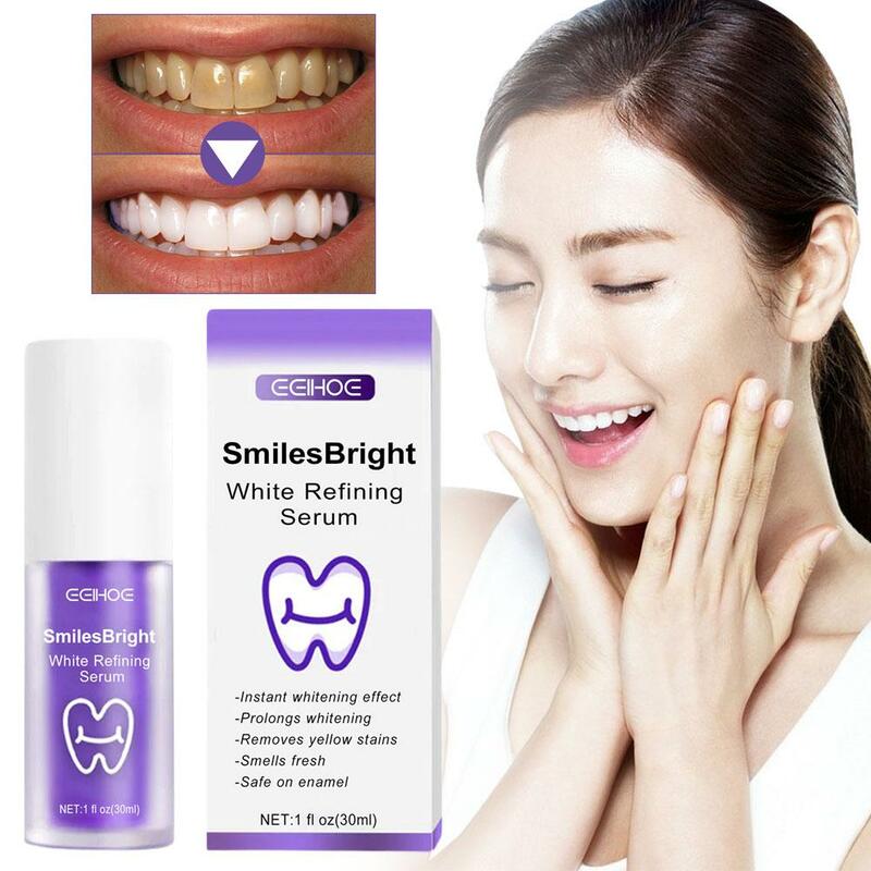 Pasta de dientes V34 para limpieza bucal, pasta de dientes blanqueadora púrpura, 30ml, manchas, limpieza bucal, higiene dental amarilla, eliminación F4Y0