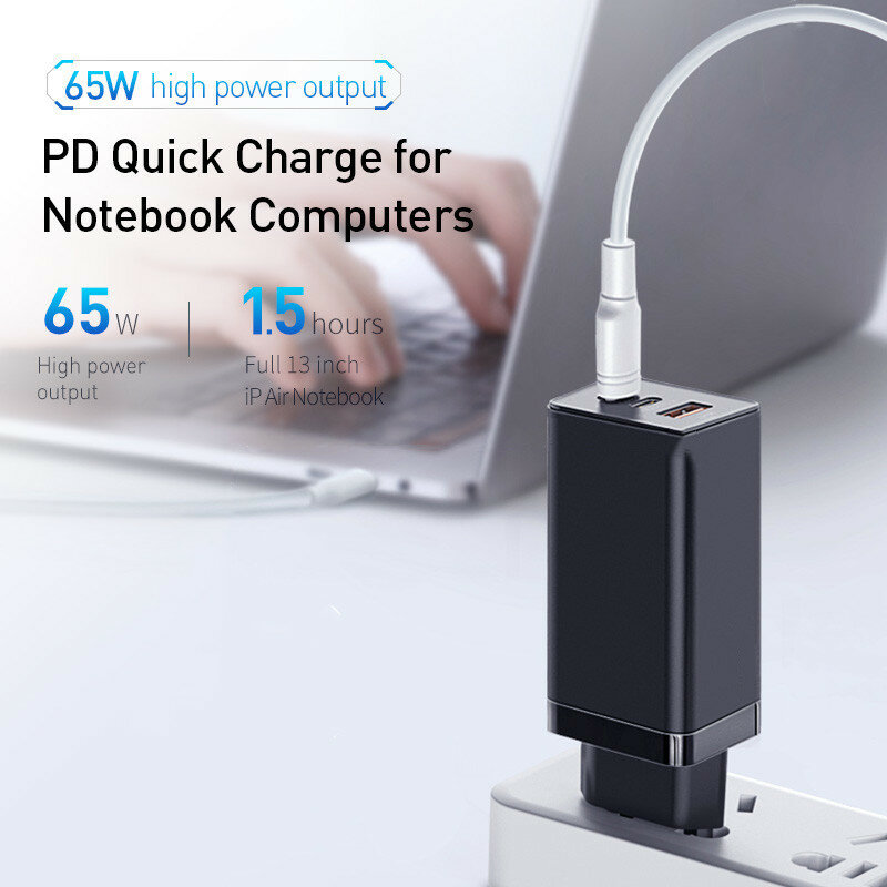 65W GaN Fast Charger Type C PD USB Charger Quick Charge 4.0 3.0แบบพกพา Fast Charger สำหรับแล็ปท็อป iPhone 13 Xiaomi อะแดปเตอร์ Charger