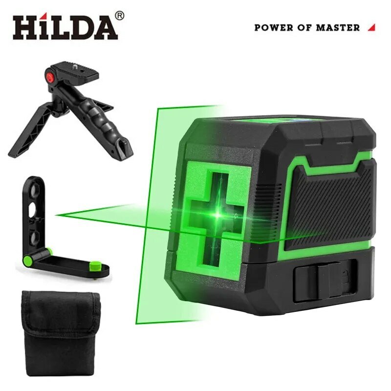 HILDA 2-линейный лазерный уровень самонивелирующийся горизонтальный и вертикальный крест сверхмощная Зеленая лазерная линия