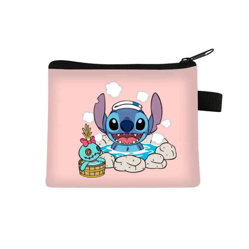 Portafoglio Disney Stitch Kawaii Lilo & Stitch portamonete Cartoon bambini porta carte d'identità portatile portachiavi regali per bambini