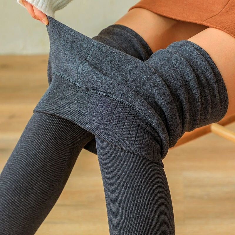 Legginsy jesienno-zimowe dla kobiet z pluszowym odzież wierzchnia wysokim stanem i obcisłym rajstopem z nitki ciepłej grubej spodnie bawełniane