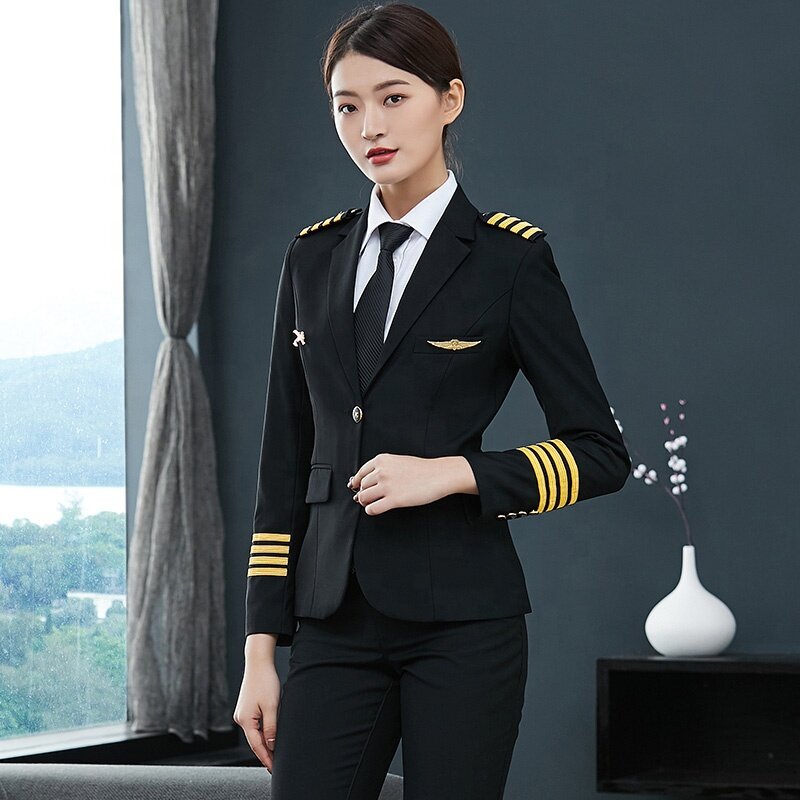 Luchtvaartmaatschappij Vlucht Piloot Uniform Vrouwelijke Piloot Pak Vrouwen Piloot Uniformen