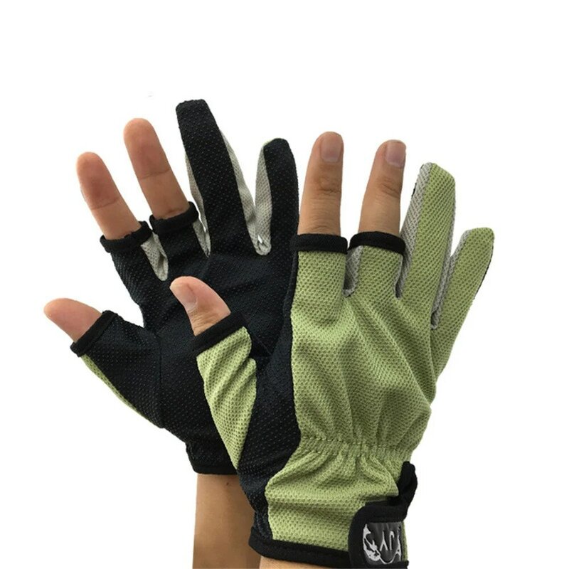 Anti-slip Angeln Handschuhe Anti-slip Atmungsaktiv Hohe Elastische Eis Seide Atmungsaktiv Schnell Drei-finger Handschuhe outdoor Sport