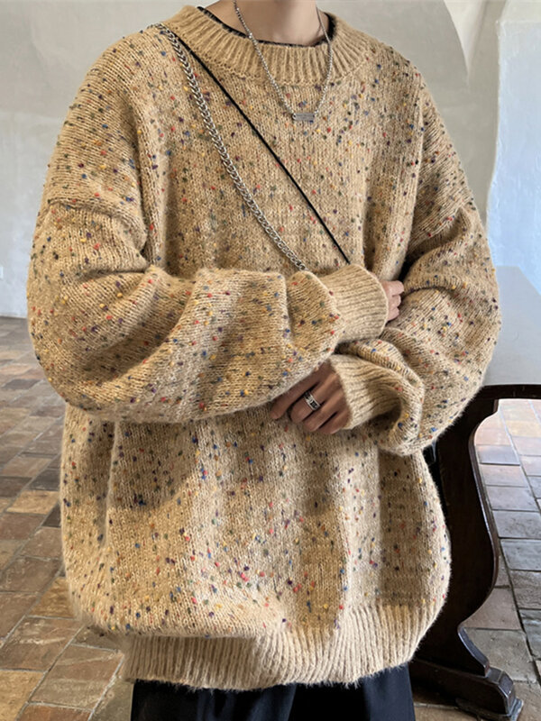Maglione da uomo oversize sciolto moda maglione lavorato a maglia coppia uomo autunno abbigliamento manica lunga maglieria Pullover top C45
