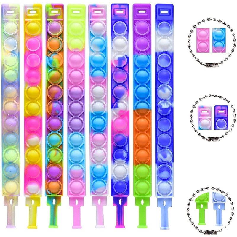 32Pcs Pop Bracelet Fidget Toy Pack Set Wearable Fidget Bracelets Push Poping Bubble Sensory Stress Relief Toys For Kids Adults