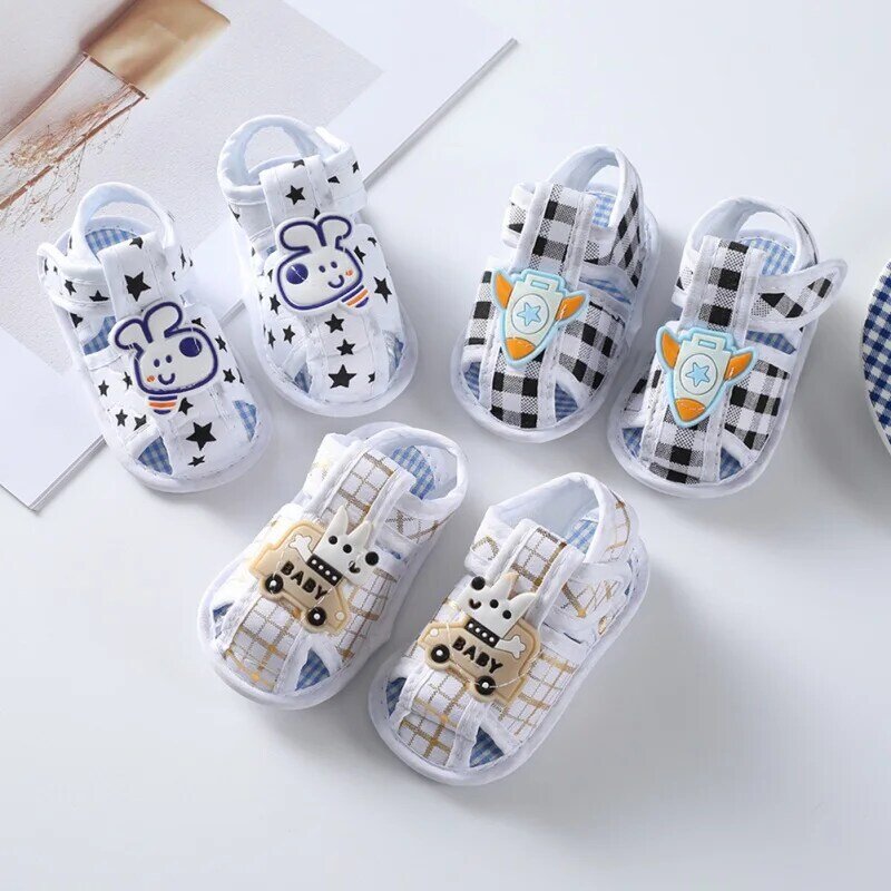 Summer 0-12 Months Newborn Baby Boys Girls Cartoon Printing Soft Crib Shoes Infant First Walker Anti Slip Sandals Soft Sole Shoe
