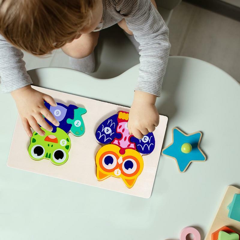 Drewniane zabawki Montessori drewniane puzzle edukacyjna Montessori wielokrotnego użytku dla malucha trwała wysokiej jakości puzzle dla zwierząt