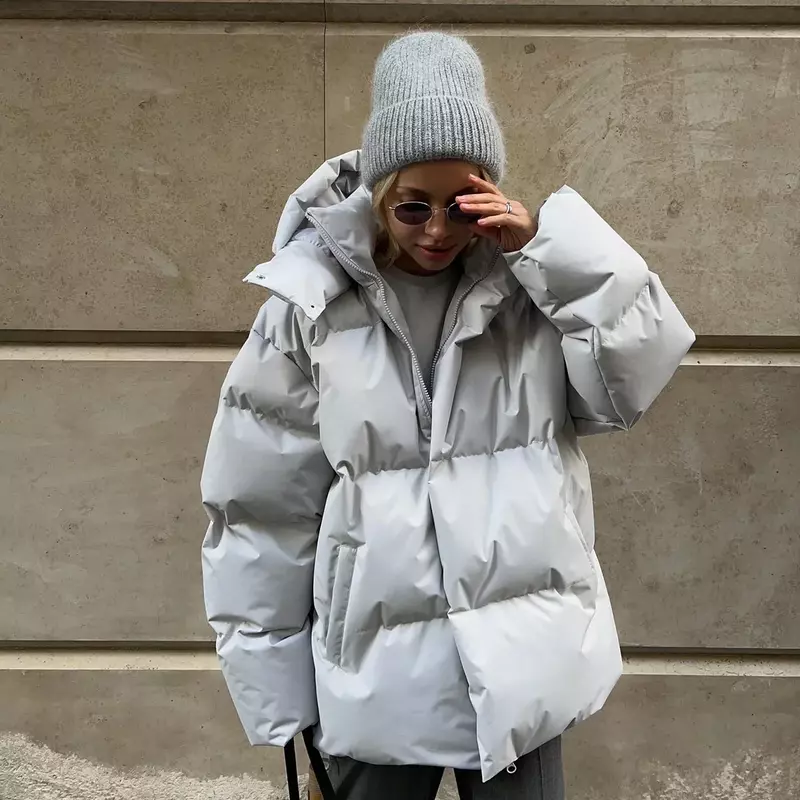 Модная утепленная хлопковая куртка с капюшоном для женщин 2023 зимнее шикарное пальто с длинным рукавом женская теплая уличная свободная парка верхняя одежда