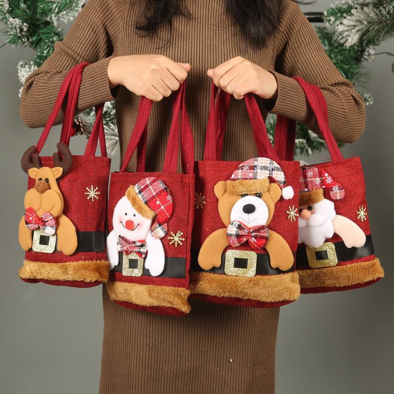 حقيبة يد سانتا كلوز للأطفال ورجل الثلج ، حقيبة هدايا الغزلان ، حقيبة يد للحلوى ، ديكور عيد ميلاد سعيد ، حقيبة يد للعام الجديد