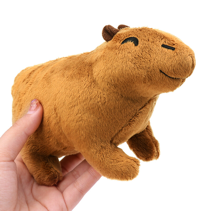 Boneka hewan, mainan anak-anak simulasi 18cm Capybara lembut berbulu halus hadiah Natal
