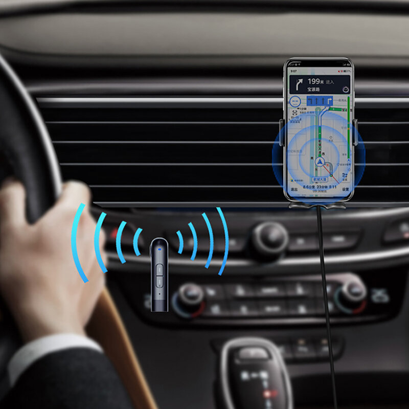 Bluetooth付きのミニオーディオアダプター,車のレシーバー,高音質,ハンズフリー通話,音楽プレーヤー,5.0