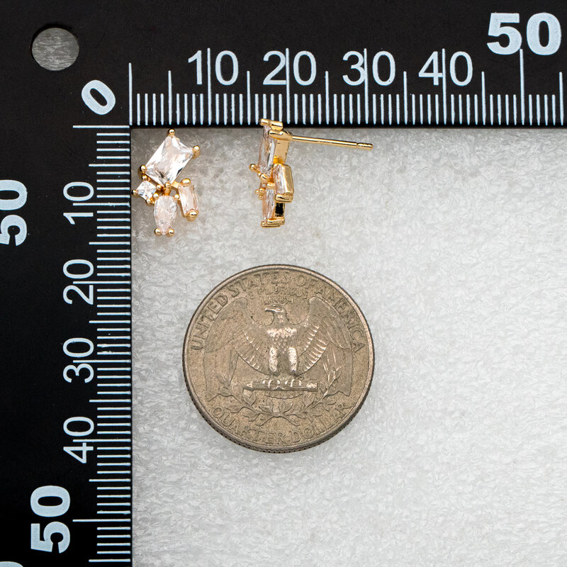 4 قطعة تشيكوسلوفاكيا العنقودية هندسية وأقراط ، 18K مطلية بالذهب النحاس ، لصنع المجوهرات لتقوم بها بنفسك اكسسوارات لوازم (# GB-3835)