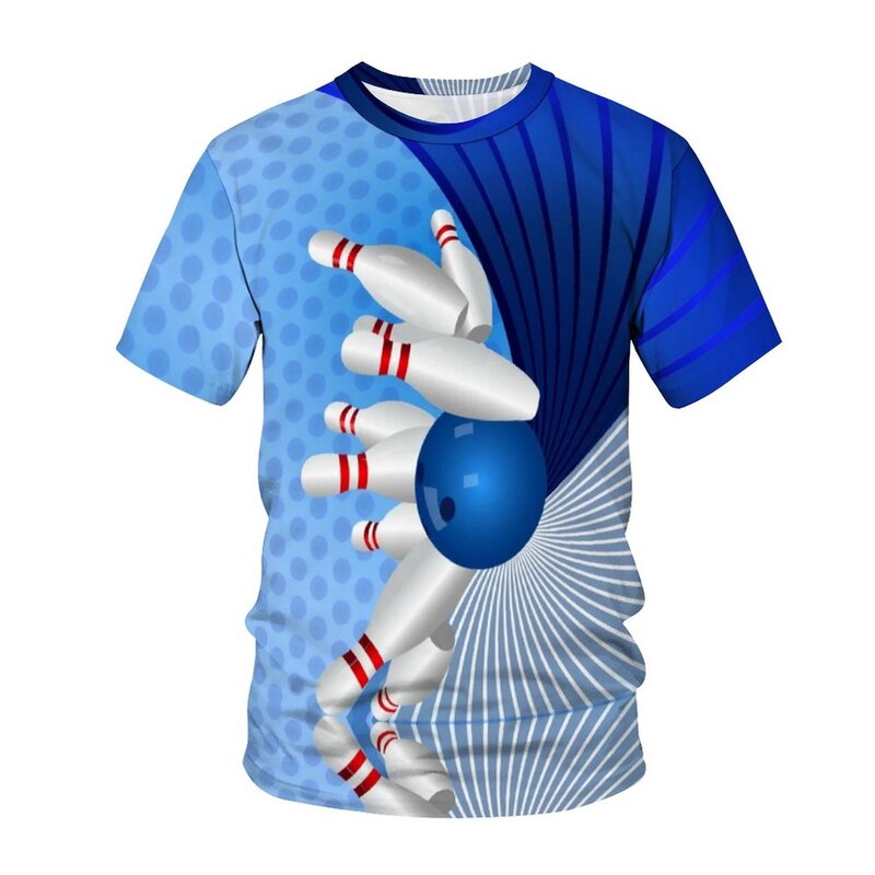 Summer New 3d tShirt Latest Popular Holographic Sports Bowling T-Shirt Printed Fashion Men and Women Short Sleeve
