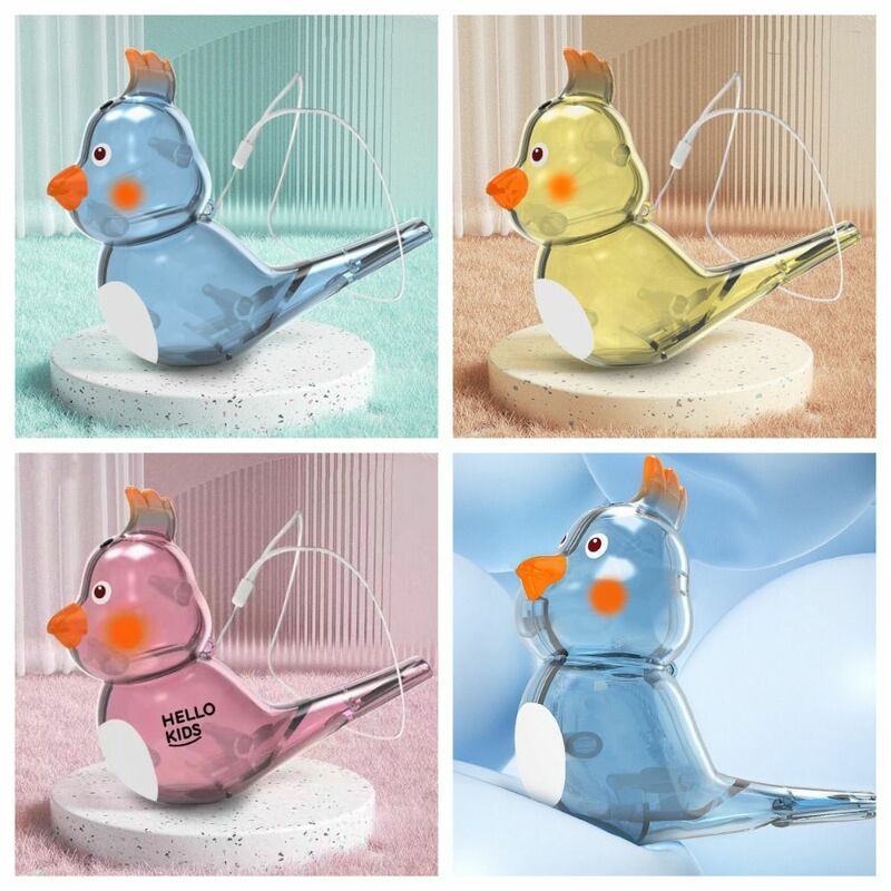 Dengan Lanyard mainan peluit Air Mini alat musik transparan mainan peluit burung perangkat panggilan berbentuk burung