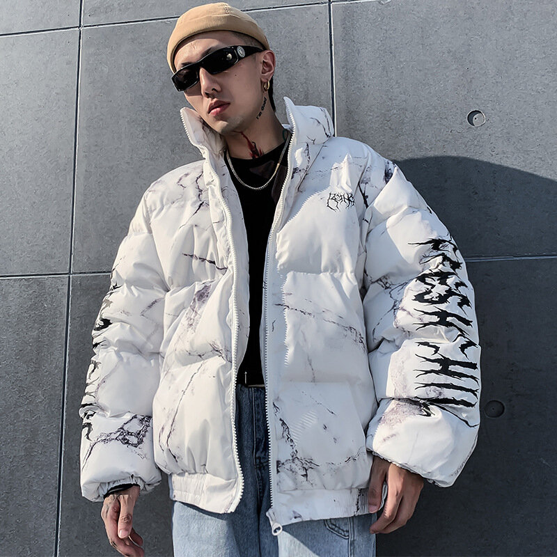 Mode Winter Daunen gepolsterte Jacke Männer Frauen Cartoon Bär Druck Parka Hip Hop Streetwear Winter dicke warme Jacken Mäntel Kleidung