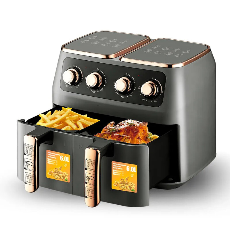 Quality Multifunction Healthy Oil Free Dual baskets Air Fryer Oven Electric Air Fryer With 2 Independent Baskets