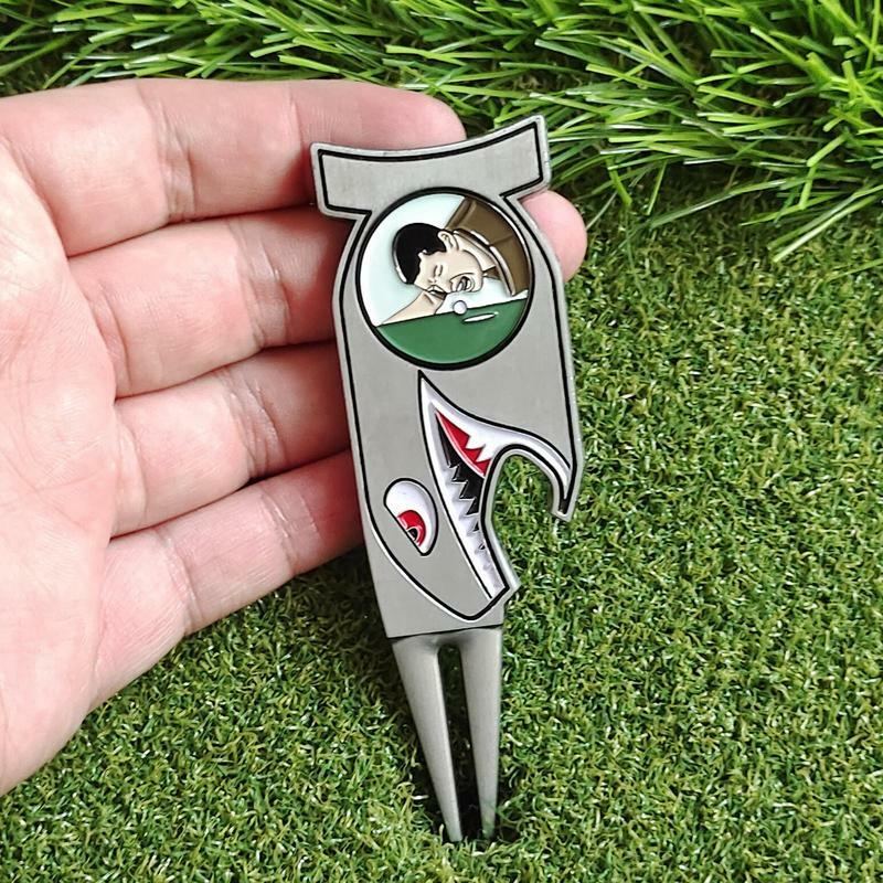 Golf Divot Tool Magnetic Golf Ball Marker With Hat Clip Stainless Steel 4 In 1 Bottle Opener Golf Club Holder Creative Golf Aids