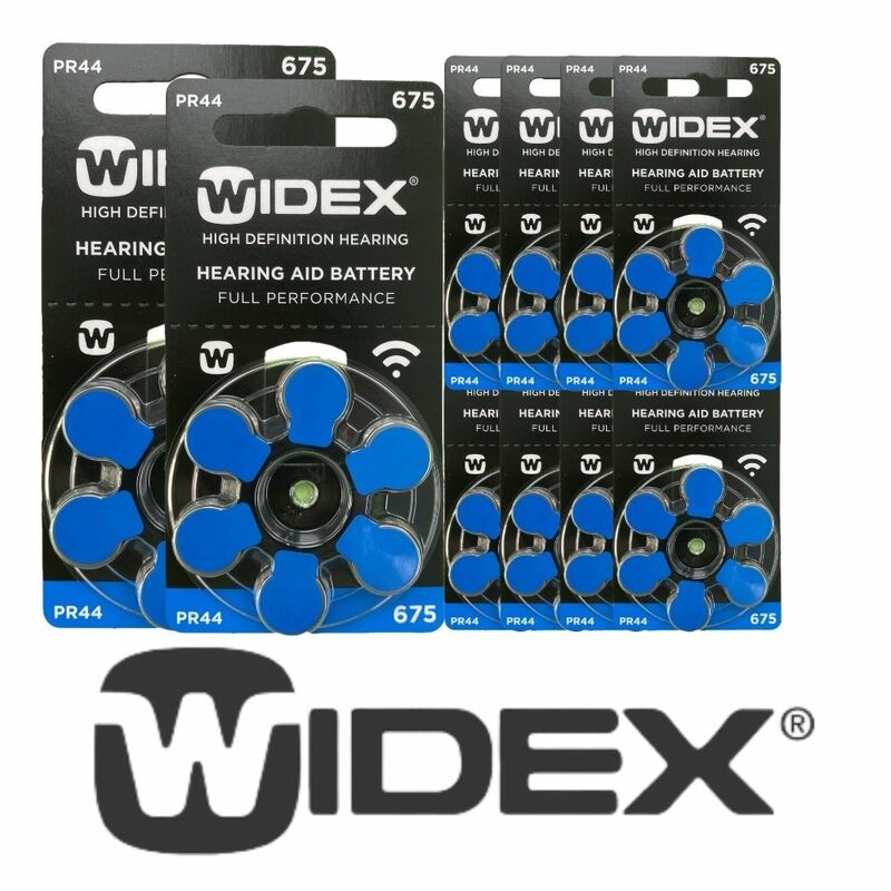 Коробка аккумуляторов для слухового аппарата Widex, размер 675, A675, 675A, синий, PR44, Цинковый воздух (60 аккумуляторных элементов)