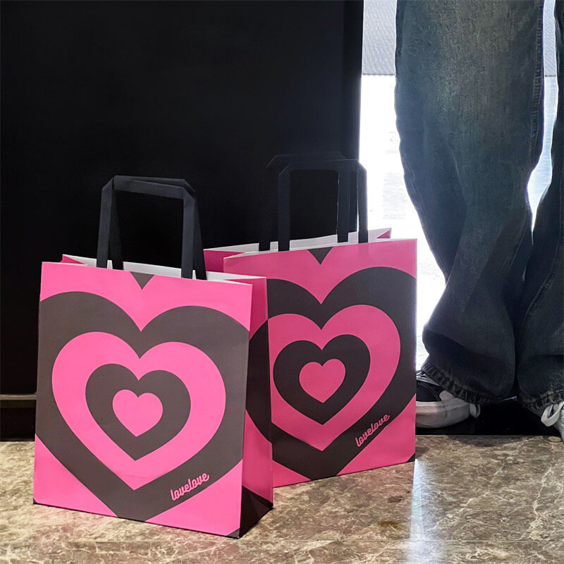 Sacs cadeaux en papier coeur d'amour de Léon, emballage de bonbons au chocolat, poudres, décoration de la Saint-Valentin, mariage, 1 pièce, 2024