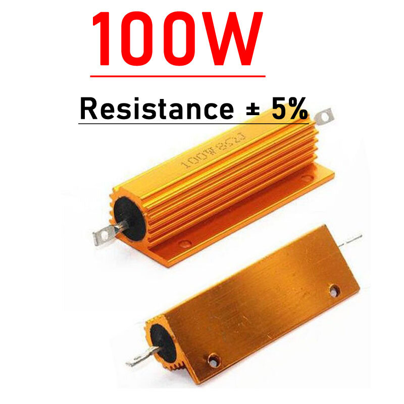 10W 25W 50W 100W Resistor Logam Daya 0, 01R 0,1r 1R 2R 4R 8R 10R 100K Ohm Cangkang Aluminium F/Tube Amplifier Daya Uji Beban Tiruan