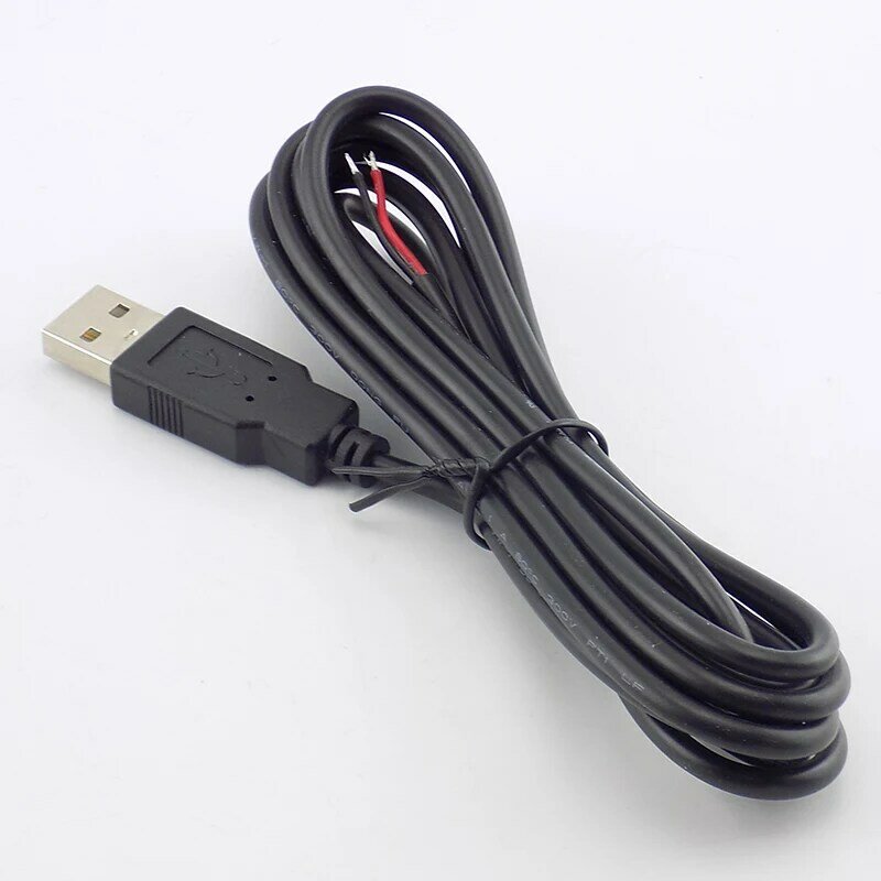 Câble d'alimentation pour transformateur intelligent, adaptateur de charge, fil de connecteur bricolage, USB 0.3 Type A mâle, 2 broches, DC 5V, 2.0 m, 1 m, 2m