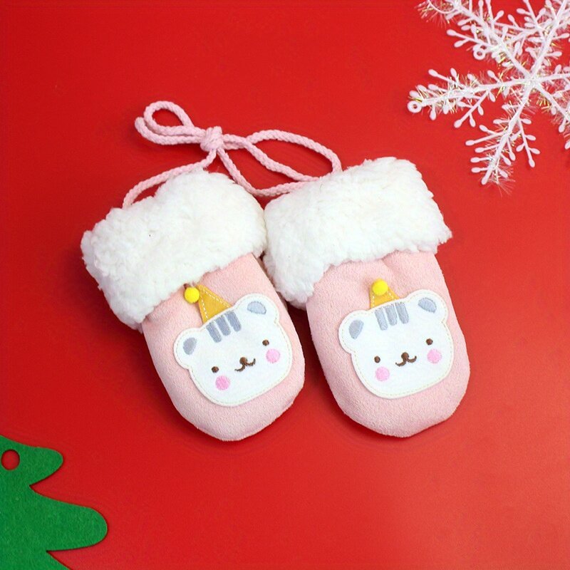 1 пара милых мальчиков и девочек, толстые теплые рождественские перчатки для фотографий