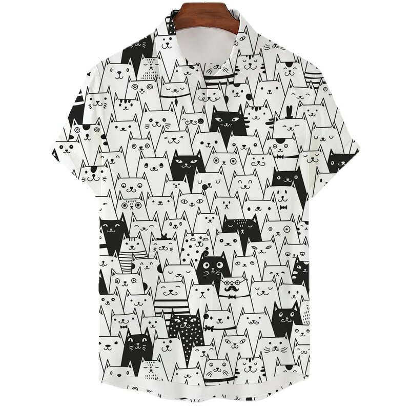 Koszule męskie Anime z nadrukiem 3D w stylu Vintage z krótkim rękawem Harajuku Streetwear letnie koszula hawajska y2k odzież męska