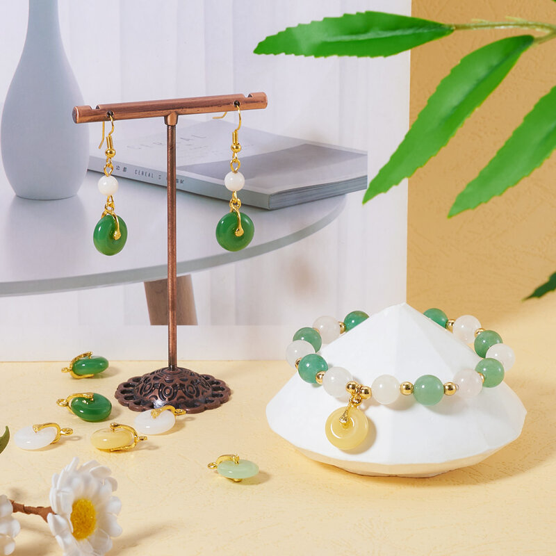 36 Stück gemischte Farbe Donut Glas Anhänger Charms mit Legierung Befunde für Ohrringe Halskette Schmuck DIY Zubehör