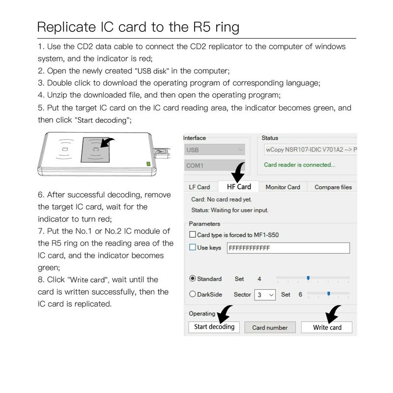 To CDS RFID Replicator for R5 Smart Ring Copy IC and ID Cards New Product of Security protection access card reader 303007