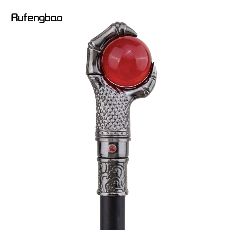 Silver Dragon Claw Grasp Red Glass Ball Walking Cane Fashion Decorative Walking Stick Gentleman Elegant Cosplay  Crosier 93cm