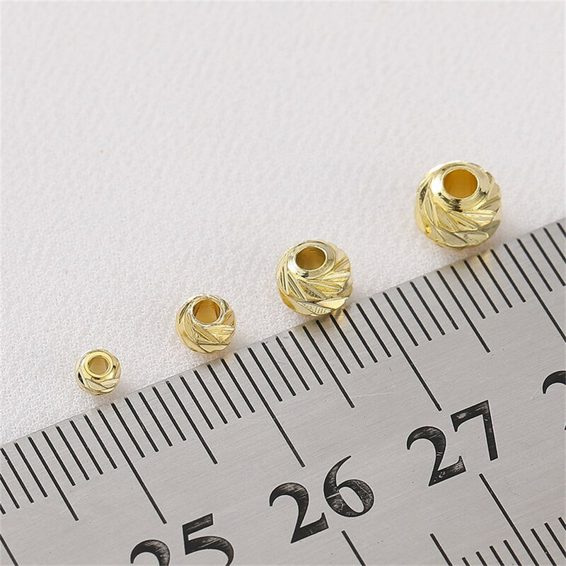 14 Karat Gold gewickelt geschnittene runde Perlen getrennt lose Perlen DIY hand gefertigte Armbänder Halsketten Perlen Schmuck Materialien Zubehör