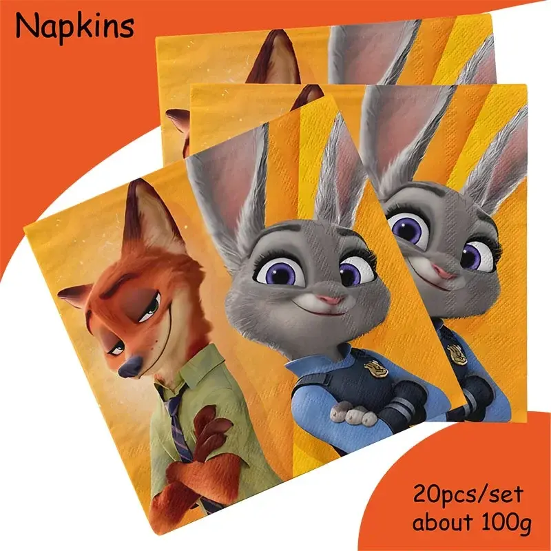 Disney Zootopia Birthday Decoration Angle Disposable Tableware Cup Plate Tablecloth Baby Shower Kids Girls Boy Party Supplies