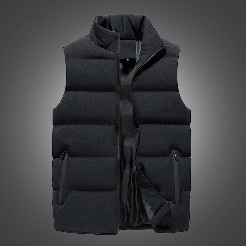 New Jacket Winter Warm Coats for Men Thickened Stand Collar Down Vest Oversize Jackets Puffer Vest Sleeveless Zipper Coat