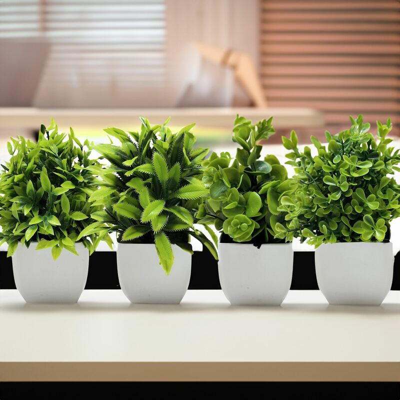 Planta em vaso artificial para mesa de escritório e decoração de mesa Árvore de plástico Peitoril da janela Planta em vaso falso Decorações de jardim