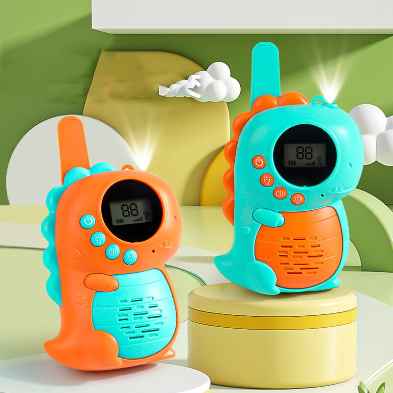 Pai-filho e casal Walkie Talkie interativo, Comunicação sem fio portátil, Desenhos animados do dinossauro, Presente do brinquedo do telefone das crianças