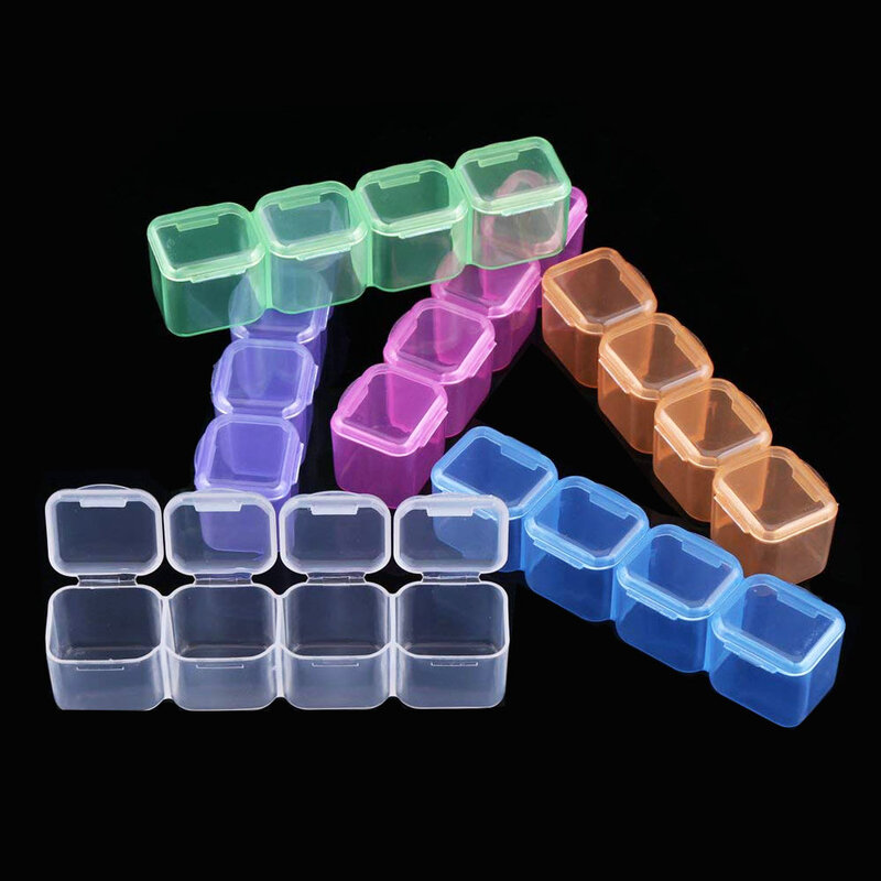 Caja de almacenamiento de plástico ajustable para cuentas de pintura de diamantes, organizador de maquillaje, caja de almacenamiento de joyas DIY, 28 ranuras