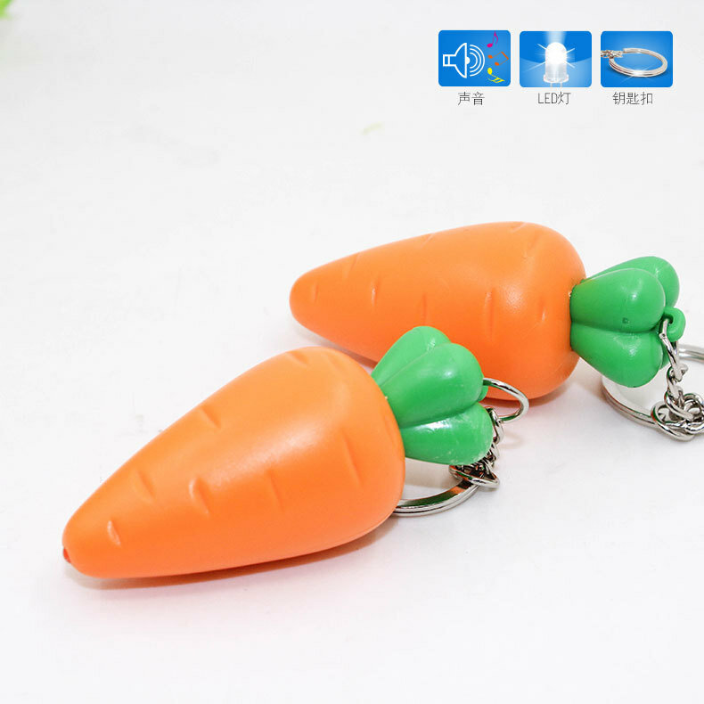 Cartoon Cute Vegetables Pendant Creative Light-emitting Carrot Keychain With Music Children's Birthday Gift Light-emitting Toys