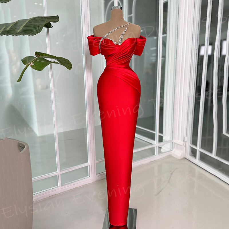 Arabia 2024 popolare moderno rosso sirena da donna Sexy abiti da sera manica corta in rilievo abiti da ballo festa formale abiti da Gala