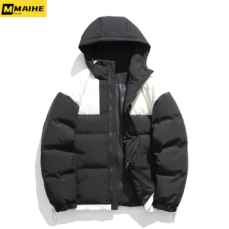 2023 Winter Luxury Men's Down Jacket Fashion Stitching Casual Windproof Parka Men's Outdoor Clothing Thickened Warm Hooded Coat