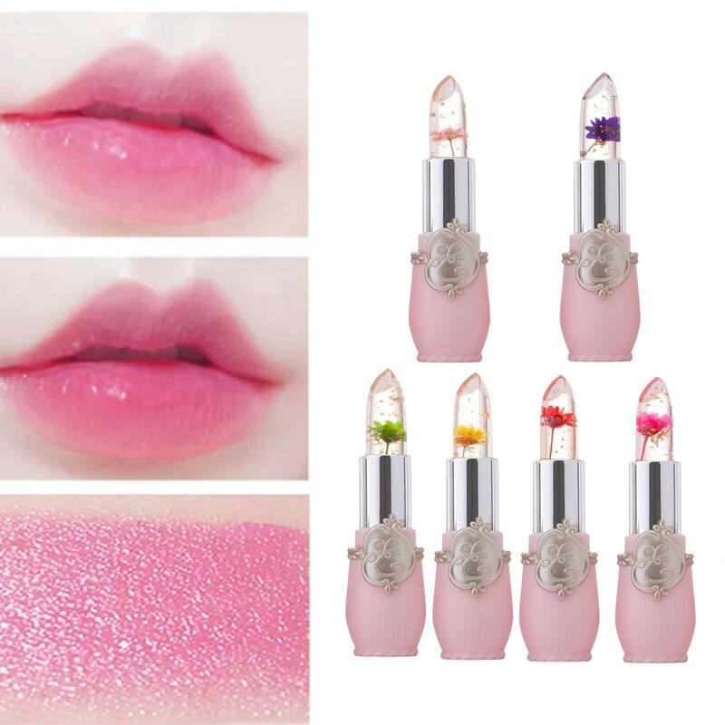 Dry Flower Lip Balm Jelly Transparent Temperature Change Plant Color Change Waterproof Long-lasting Color Lipstick
