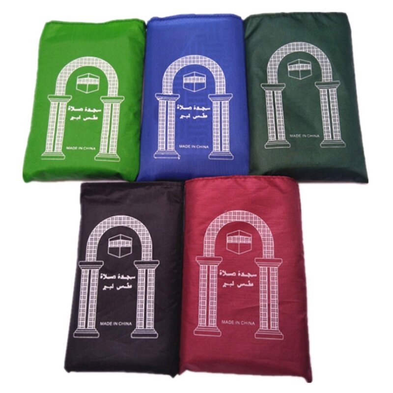 Y1UB-alfombra oración musulmana portátil, estera trenzada PU impermeable, bolsa con estampado simple, manta oración a